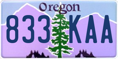 OR license plate 833KAA