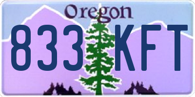 OR license plate 833KFT
