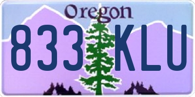 OR license plate 833KLU