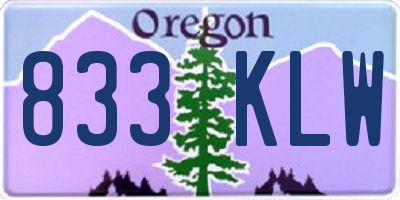 OR license plate 833KLW