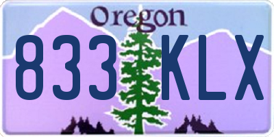 OR license plate 833KLX