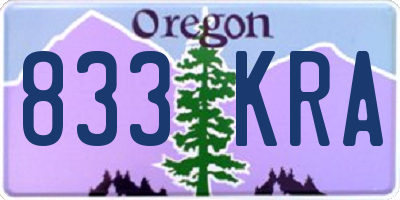 OR license plate 833KRA