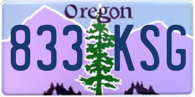 OR license plate 833KSG