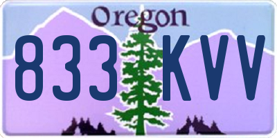 OR license plate 833KVV
