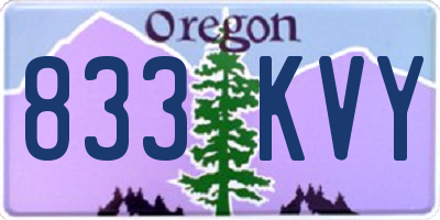 OR license plate 833KVY