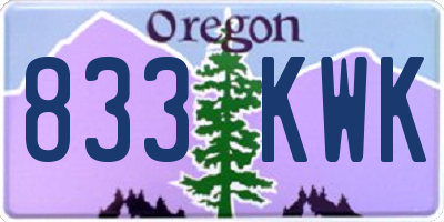 OR license plate 833KWK