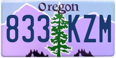 OR license plate 833KZM