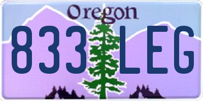 OR license plate 833LEG