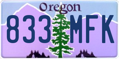 OR license plate 833MFK