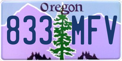 OR license plate 833MFV