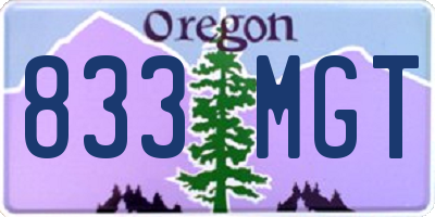 OR license plate 833MGT