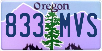 OR license plate 833MVS