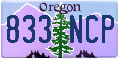OR license plate 833NCP