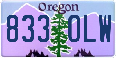 OR license plate 833OLW