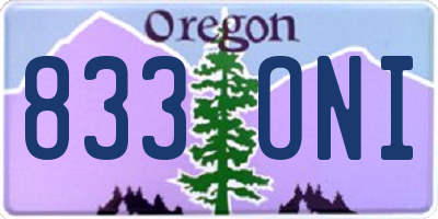 OR license plate 833ONI