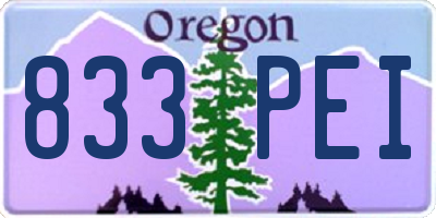 OR license plate 833PEI