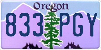 OR license plate 833PGY