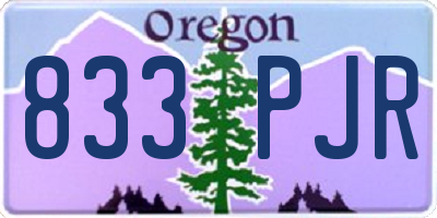 OR license plate 833PJR