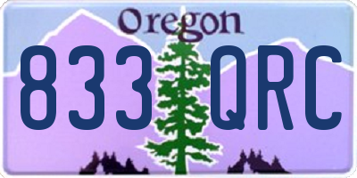OR license plate 833QRC