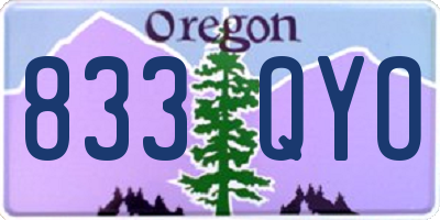 OR license plate 833QYO