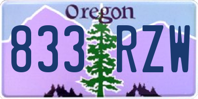 OR license plate 833RZW