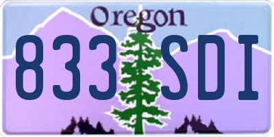 OR license plate 833SDI