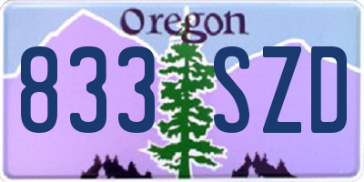 OR license plate 833SZD