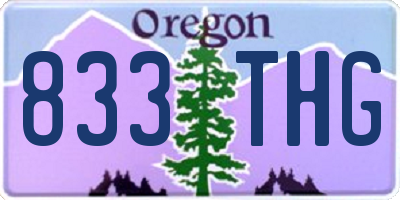 OR license plate 833THG