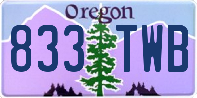 OR license plate 833TWB