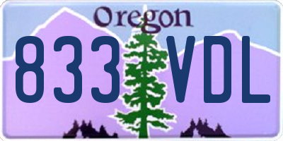 OR license plate 833VDL