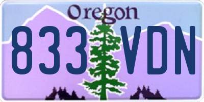 OR license plate 833VDN
