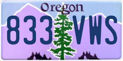 OR license plate 833VWS