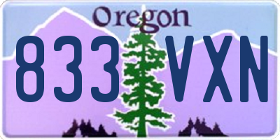 OR license plate 833VXN