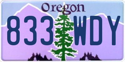 OR license plate 833WDY