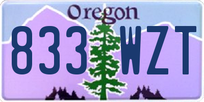 OR license plate 833WZT
