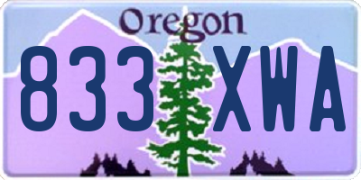 OR license plate 833XWA