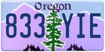 OR license plate 833YIE