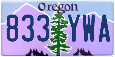 OR license plate 833YWA