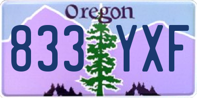 OR license plate 833YXF