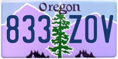 OR license plate 833ZOV
