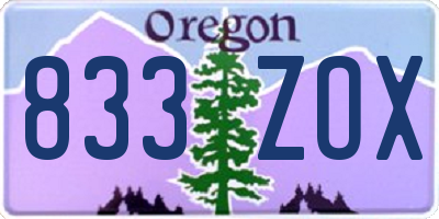 OR license plate 833ZOX