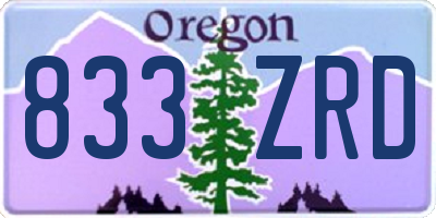 OR license plate 833ZRD