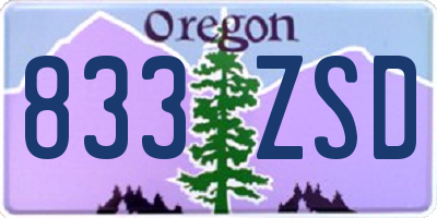 OR license plate 833ZSD