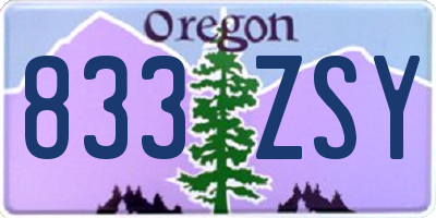 OR license plate 833ZSY