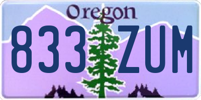 OR license plate 833ZUM