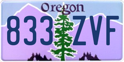 OR license plate 833ZVF