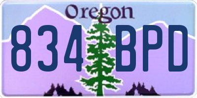 OR license plate 834BPD
