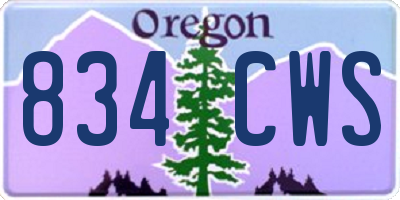 OR license plate 834CWS