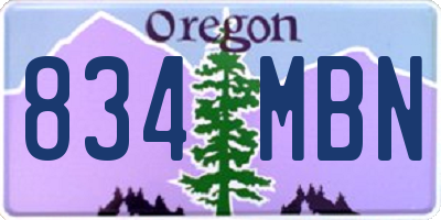 OR license plate 834MBN