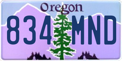 OR license plate 834MND